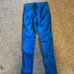 Metallic Blue Skinny Jeans